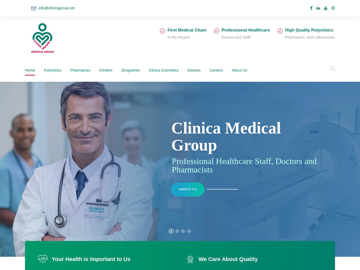 Clinica Medical Group — Website · Medical group shown in a desktop browser