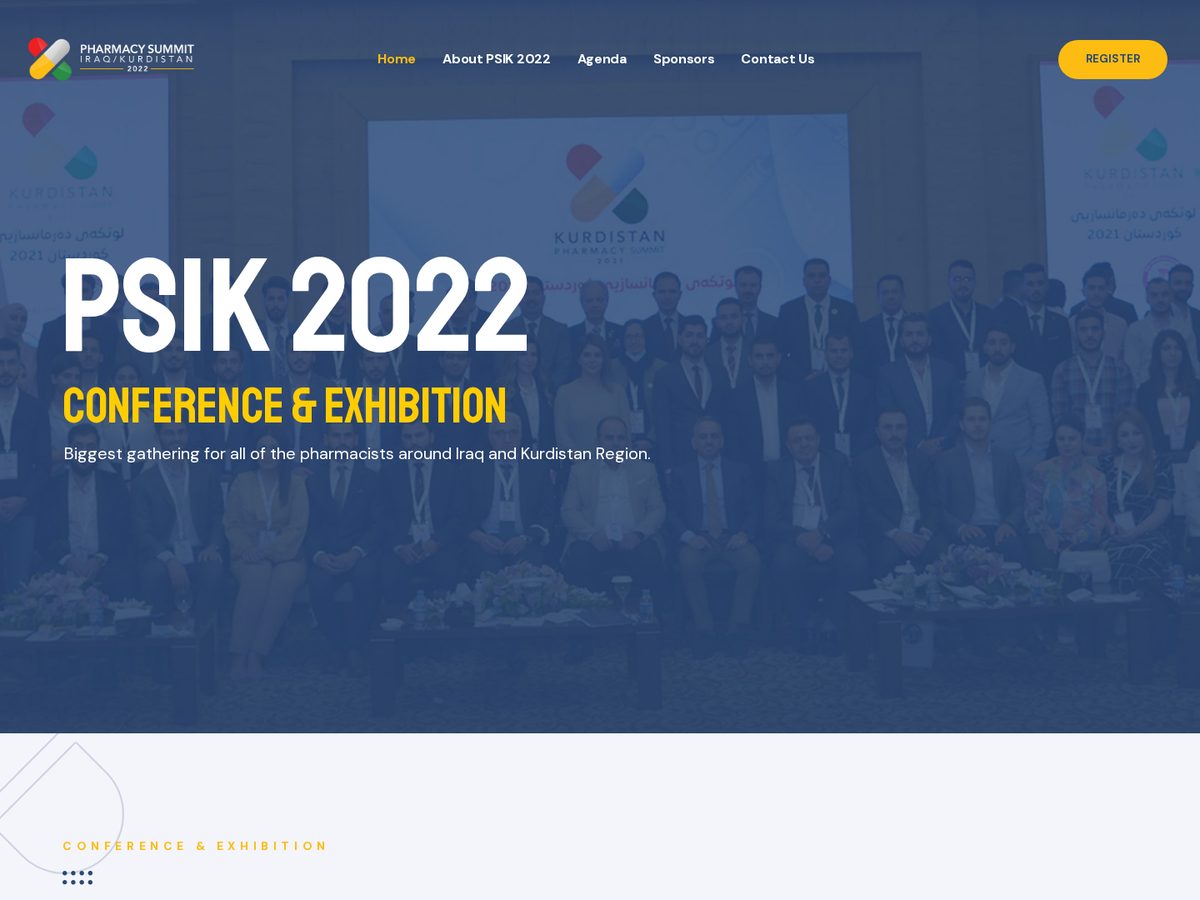 Pharmacy Summit in Kurdistan — Website · Event shown in a desktop browser